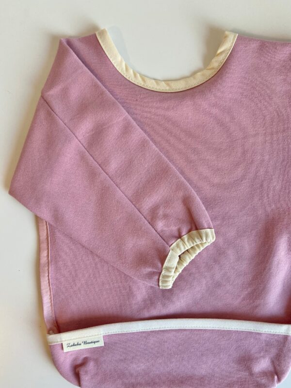 ORGANIC KNIT COTTON - Long sleeve bib with pouch and elastic in the cuffs!!! - Image 6
